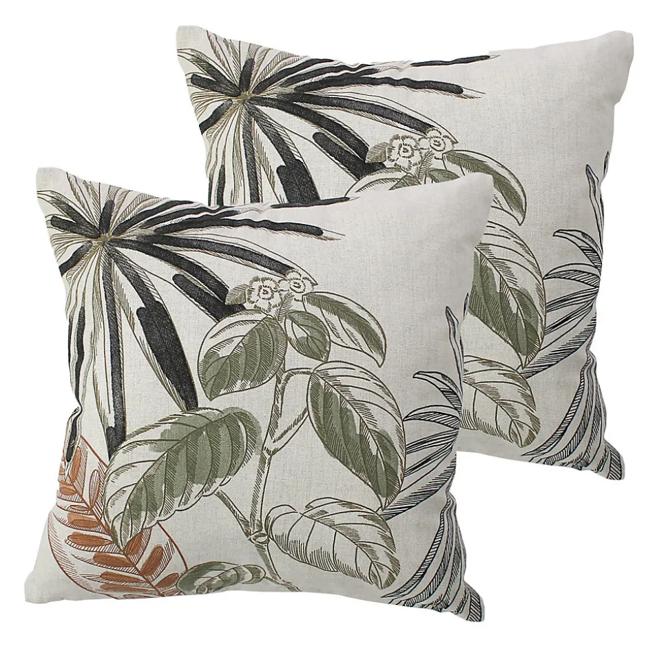 Lot de 2 Coussins déhoussables, carré 40x40cm, Multicouleur, Motif Jungle Tropical, Collection Mambo, CMADECO