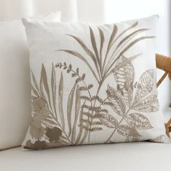 Lot de 2 Coussins déhoussables, carré 40x40cm, Motifs végétaux, Collection Natura, CMADECO