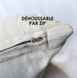 Lot de 2 coussins déhoussables, carré 60x60cm, écru, 100% coton, collection Panama, CMADECO