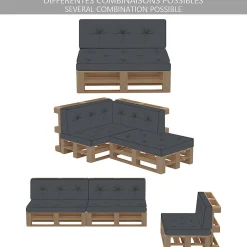 Lot de 2 Coussins pour palettes en bois gris VOUNOT