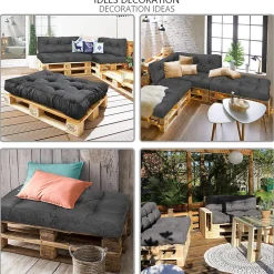 Lot de 2 Coussins pour palettes en bois gris VOUNOT