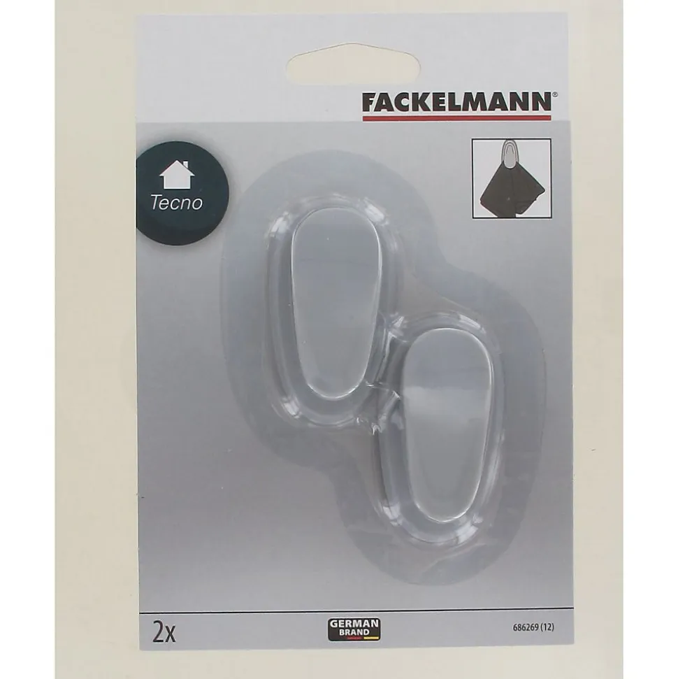 Lot de 2 crochets adhésifs à pince Fackelmann Tecno