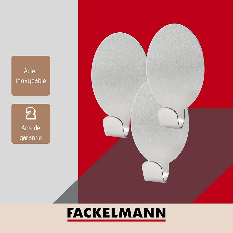 Lot de 3 crochets adhésifs universels ovales Fackelmann Tecno
