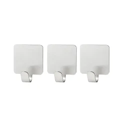 Lot de 3 crochets adhésifs carrés en acier inoxydable Fackelmann Tecno
