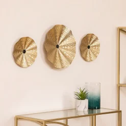 Lot de 3 déco murales Leslie métal doré D22/225/335cm - Atmosphera