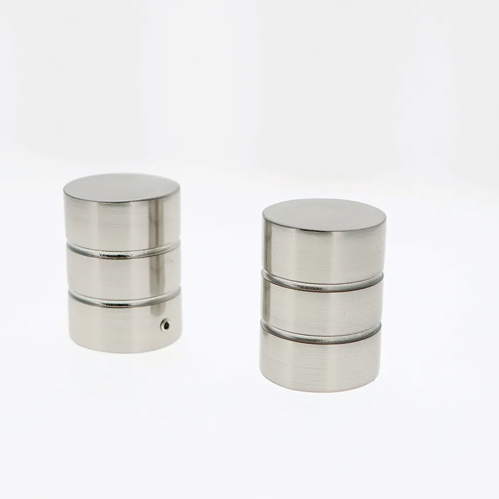 Lot de 2 Embouts Cylindre pour tringles à rideaux de Diam. 28mm en Nickel Mat - BOULET