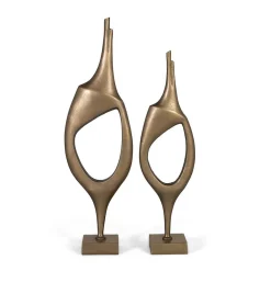 Lot de 2 figurines décoratives en aluminium avec finition bronze