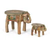 Lot de 2 figurines en bois de manguier sculpté et peint à la main