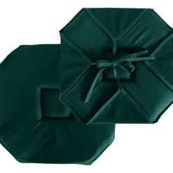 Lot de 4 galettes de chaise à rabat, 40x40 cm, vert foncé, nouettes, 100% polyester certifié oeko-tex, Basic, CMADECO