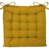 Lot de 2 galettes de chaise en coton et polyester coloris ocre - Dim : L 38 x l 38 cm