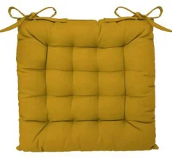 Lot de 2 galettes de chaise en coton et polyester coloris ocre - Dim : L 38 x l 38 cm