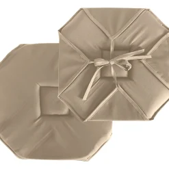 Lot de 4 galettes de chaise à rabat, 40x40 cm, beige naturel, avec nouettes, 100% polyester certifié oeko-tex, Basic, CMADECO