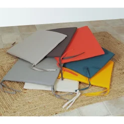 Lot de 6 galettes de chaise carrées 40x40 cm en moutarde - Confort et Style
