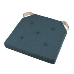 Lot de 4 galettes de chaise Duo velcro 38x38 cobalt lin