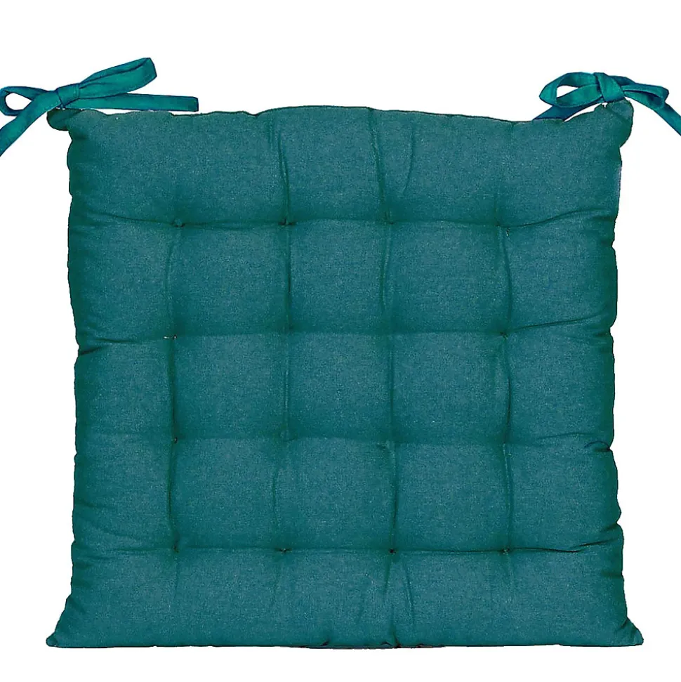 Lot de 6 Galettes de Chaise Bicolores 40x40cm - Confort Élégant Bleu Canard/Moutarde DYLREV
