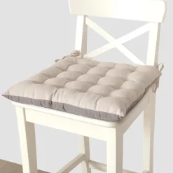 Lot de 4 galettes de chaise carrées bicolores 40x40cm en Beige et Gris, DYLREV