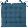 Lot de 4 galettes de chaise en coton et polyester coloris bleu canard - Dim : L 38 x l 38 cm
