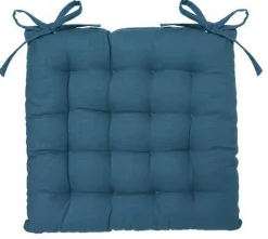 Lot de 4 galettes de chaise en coton et polyester coloris bleu canard - Dim : L 38 x l 38 cm