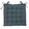 Lot de 4 galettes de chaise en coton coloris orage, 38 x 38 cm