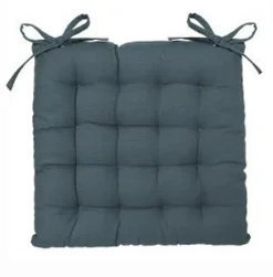 Lot de 4 galettes de chaise en coton coloris orage, 38 x 38 cm