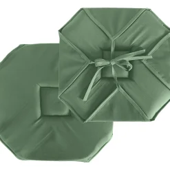Lot de 4 galettes de chaise à rabat, 40x40 cm, vert argile, nouettes, 100% polyester certifié oeko-tex, Basic, CMADECO