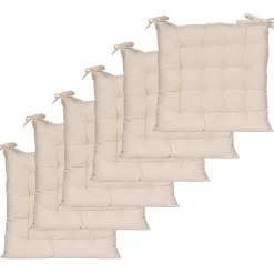 Lot de 6 galettes de chaise bicolores 40x40cm - Beige et Gris, Confort et Élégance DYLREV
