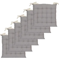 Lot de 6 galettes de chaise bicolores 40x40cm - Beige et Gris, Confort et Élégance DYLREV