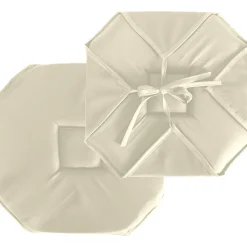 Lot de 4 galettes de chaise à rabat, 40x40 cm, écru, avec nouettes, 100% polyester certifié oeko-tex, collection Basic, CMADECO