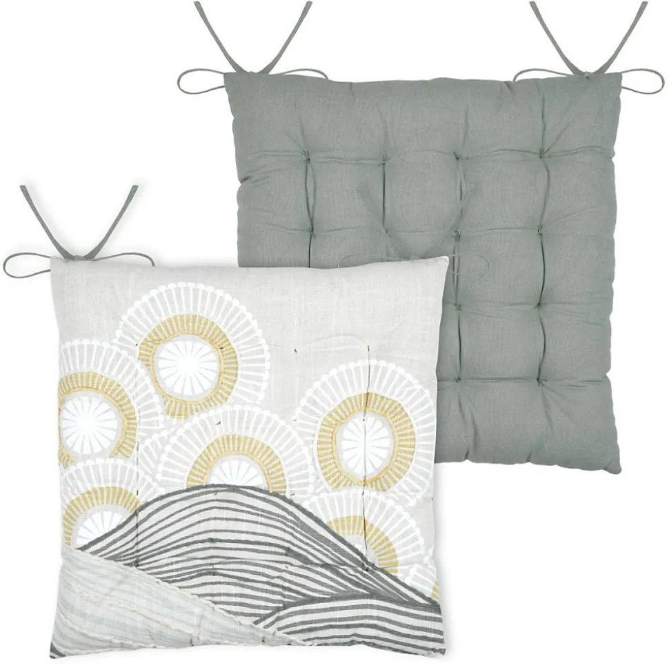 Lot de 4 galettes de chaise réversible coton YUKI