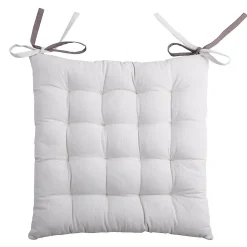 Lot de 4 galettes de chaise 16 points 40x40 Duo gris perle coton