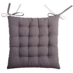 Lot de 4 galettes de chaise 16 points 40x40 Duo gris perle coton