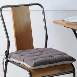 Lot de 4 galettes de chaise 16 points 40x40 Duo gris perle coton