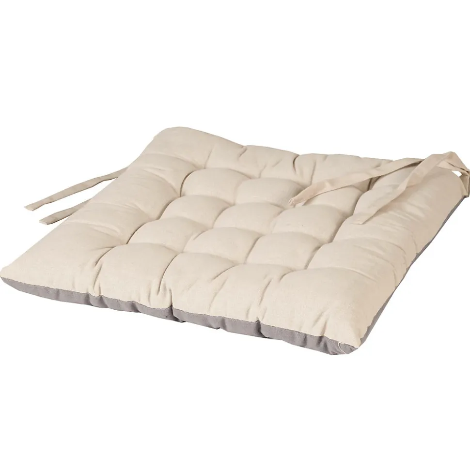 Lot de 2 Galettes de Chaise Bicolores 40x40cm en Beige et Gris - DYLREV