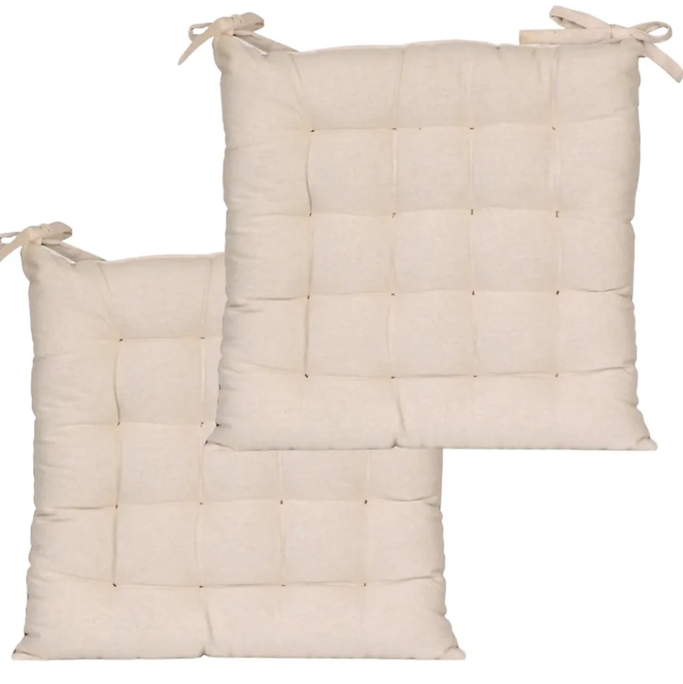 Lot de 2 Galettes de Chaise Bicolores 40x40cm en Beige et Gris - DYLREV
