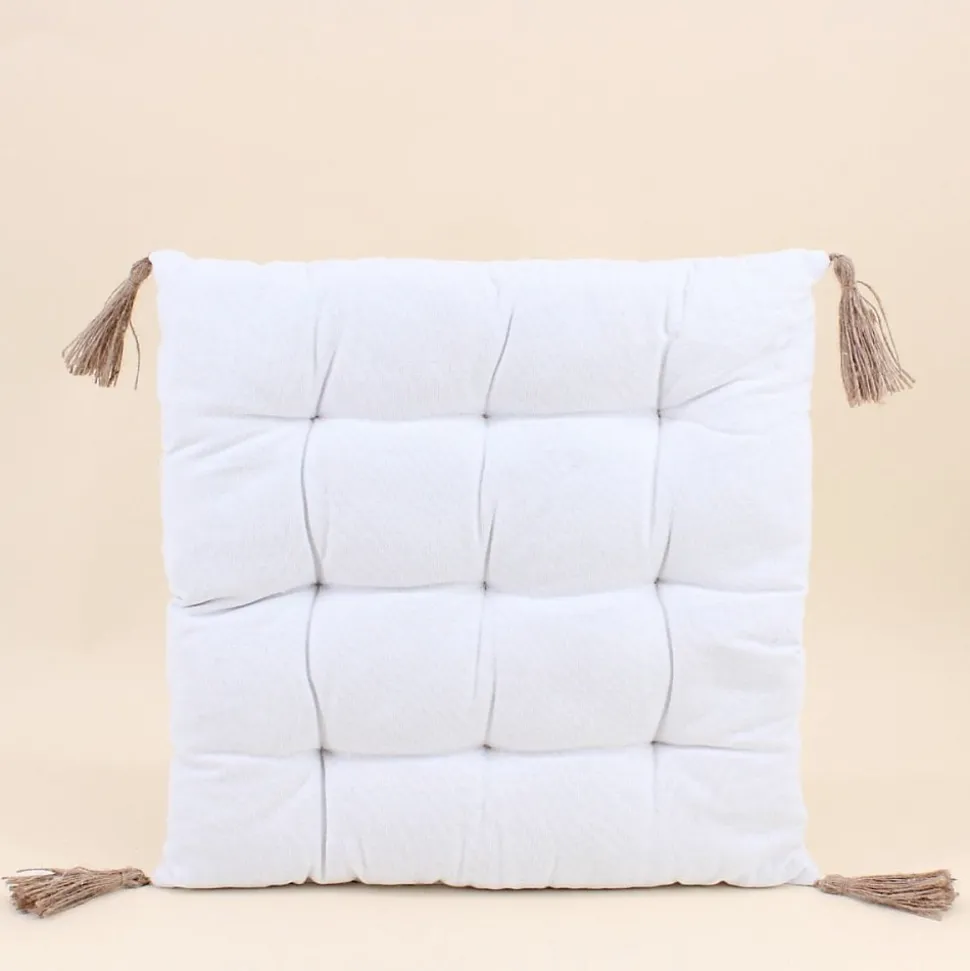 Lot de 4 galettes de chaises blanches 40cm