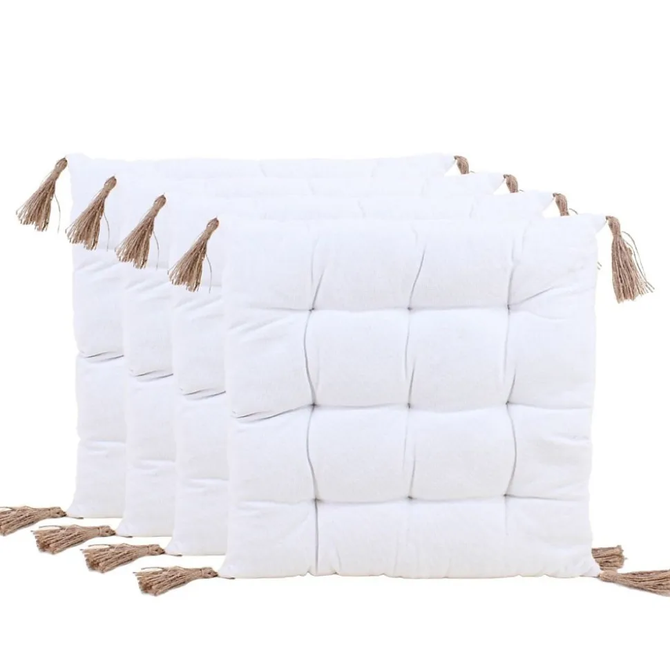 Lot de 4 galettes de chaises blanches 40cm