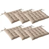 Lot de 6 galettes piquées, carré 38x38cm, beige naturel, avec nouettes, 100% coton, collection Panama, CMADECO