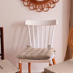 Lot de 6 galettes piquées, carré 38x38cm, beige naturel, avec nouettes, 100% coton, collection Panama, CMADECO