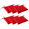 Lot de 6 galettes piquées, carré 38x38cm, rouge, avec nouettes, 100% coton, collection Panama, CMADECO