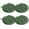 Lot de 4 galettes piquées, ronde 38cm, vert argile, avec nouettes, 100% coton, collection Panama, CMADECO