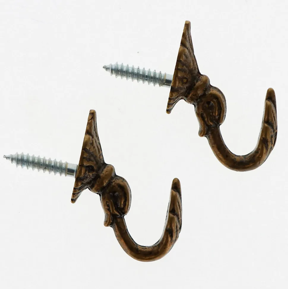 Lot de 2 Gonds Feuille de 30mm en Laiton Vieilli pour tringles à rideaux - BOULET