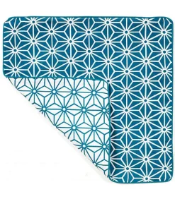 Lot de 2 Housses de coussin carré avec motif graphique - 40x40cm - Bleu canard