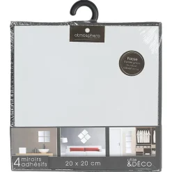 Lot de 4 Miroirs Carrés adhésifs 20x20cm - 5Five
