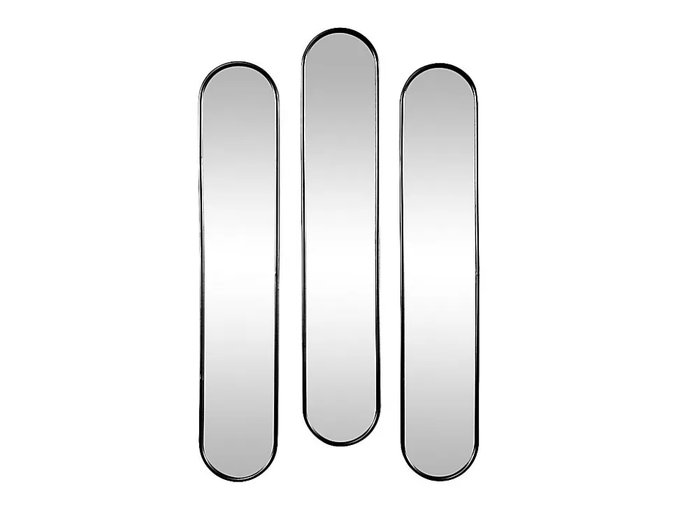 Lot de 3 miroirs ovales en métal - L.23 x H.120 cm - Noir - JAYLEN