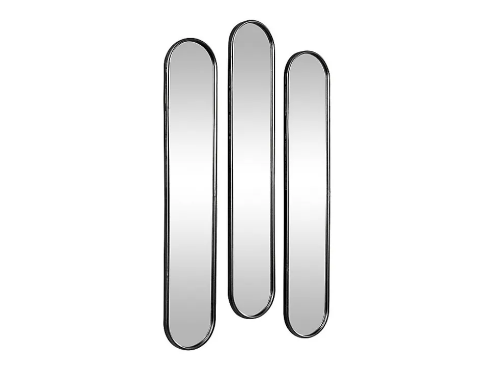 Lot de 3 miroirs ovales en métal - L.23 x H.120 cm - Noir - JAYLEN
