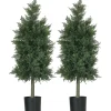 Lot de 2 plantes artificielles sapins cèdre H. 90 cm grand réalisme pot inclus