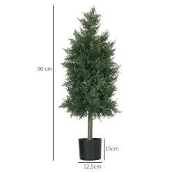Lot de 2 plantes artificielles sapins cèdre H. 90 cm grand réalisme pot inclus