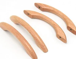 Lot de 8 poignées de meubles en bois, poignées de meubles, poignées d'armoires, poignées de tiroirs (avec vis)