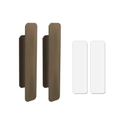 Lot de 12 poignées de porte adhésives en plastique pour portes-fenêtres, tiroirs, armoires et portes vitrées (marron)