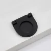 Lot de 4 poignées invisibles pour tiroirs et portes (noir, 3,5 x 3,4 cm)